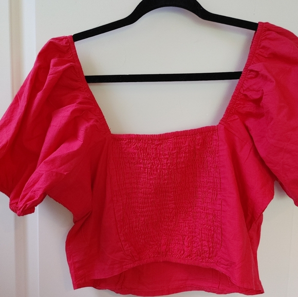 #31 Sim & Sam Pink Flame Crop Top ~ Size XL - Picture 7 of 8